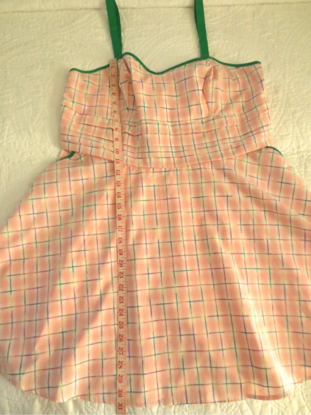 Unique Vintage Pink & Green Plaid Fit & Flare Cotton Dress - Picture 15 of 15